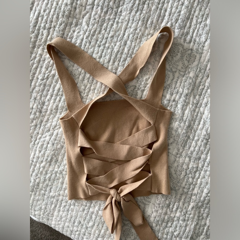 L'ABEYE TIE BACK KNIT CAMI in Nude